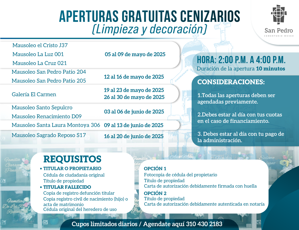 Conoce las fechas de las aperturas gratuitas de los cenizarios de cristal